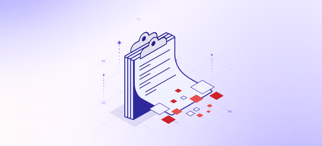 Isometric illustration of an automated report unrolling from a clipboard