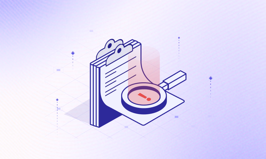 Magnifying glass over a clipboard of account scores